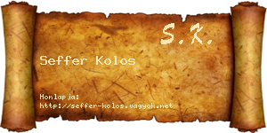 Seffer Kolos névjegykártya